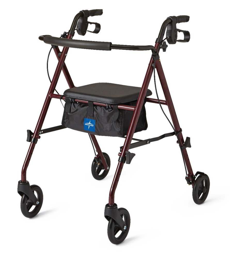 Walking Aids: Basic Steel Rollator with 6″ Wheels, Burgundy