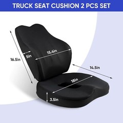 Truck Seat Cushion 2PC Memory Foam with Back Support for Driver – Extra Large