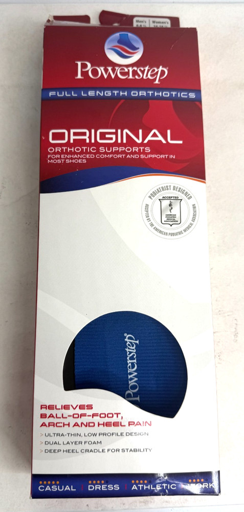 Powerstep Original Full Length Insoles Arch Support Size E – M 8-8.5 W 10-10.5