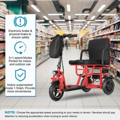700W Dual Motor 3-Wheels Folding Senior Electric Mobility Scooter 48V/10Ah 300lb