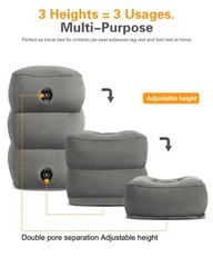 Sunany Inflatable Foot Rest Pillow for Airplane 1 Pack, Dark Grey