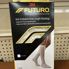 FUTURO Anti-Embolism Knee Length Stockings Graduated Compression White 1 Pair