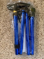 NEW Collapsible Folding Cobalt Blue Metal Travel Walking Stick Cane