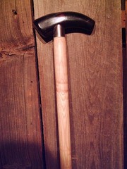walking cane Bison Horn handle lathe taper figured Hickory shaft MADE IN THE USA