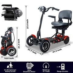 New 4 Wheels Mobility Scooter Power Wheelchair Folding Electric For Senior Adult
