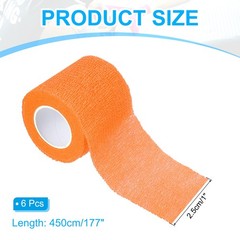 1″ x 177″ 6 Pcs Self Adhesive Bandage Wrap Elastic Self Tape Bright Orange