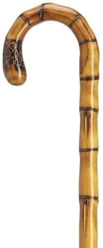 NEW! German Crook Handle Carved Bulb Nose Chestnut Wood Men’s Walking Cane Stick
