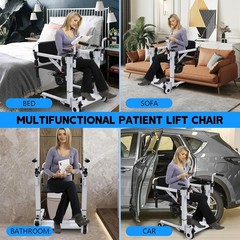 Patient Transfer Chair Hydraulic Hoyer Lift W/ Adjustable Height 330lbs Capacity