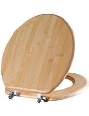 Round Bamboo Toilet Seat with Zinc Alloy Hinges, Easy to Install also Easy to…