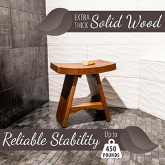 Teak Shower Bench, 450 Pound Capacity Shower Stool, Water Resistant 18 Inches So