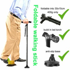 Extendable 5-Levels Adjustable Height LED Walking Cane Retractable Walking Stick