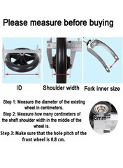 8″ x 1″ Wheelchair Caster Wheel Pair – Durable Solid Rubber & Non-Marking. Front