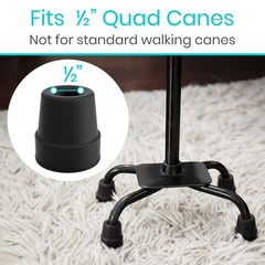Quad Cane Tips Heavy Duty 1/2 inch Replacement Rubber Foot Black Attachment…