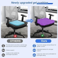 Thicken 19.7in Seat Cushion, Gel Seat Cushion for Long Sitting–Office Chair, Whe