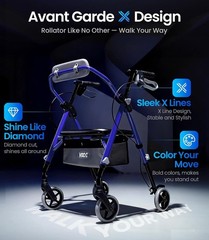 Z12 Lightweight Foldable Rollator Walker Standard Blue