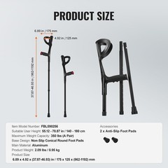 Lightweight Forearm Crutches – Non-Slip and Height Adjustable for Safety