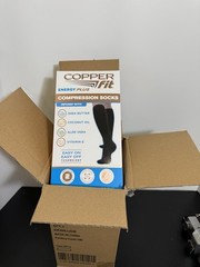 Copper Fit Energy Plus Compression Socks – Black, Size S/M 3 Pair Lot New In Box