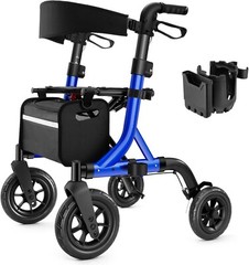 MAXWALK Rollator Walker with Seat Tall Walkers for Seniors 12″ Big Rubber Wheels
