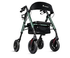 FlyingJoy Rollator Walker Adult Bariatric w/Seat & Brakes 300lb max Dark Green