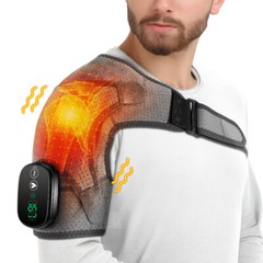 Touch Screen Heated Vibration Shoulder Massager Brace Joint Support Relief Pain