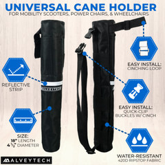 Universal Cane Holder for Mobility Scooters & Power Chairs – Black