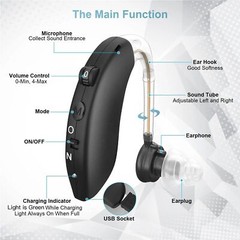 Hearing Aid OTC Digital Elderly Deaf Amplifier BTE Behind Ear, 1 Unit (Beige)