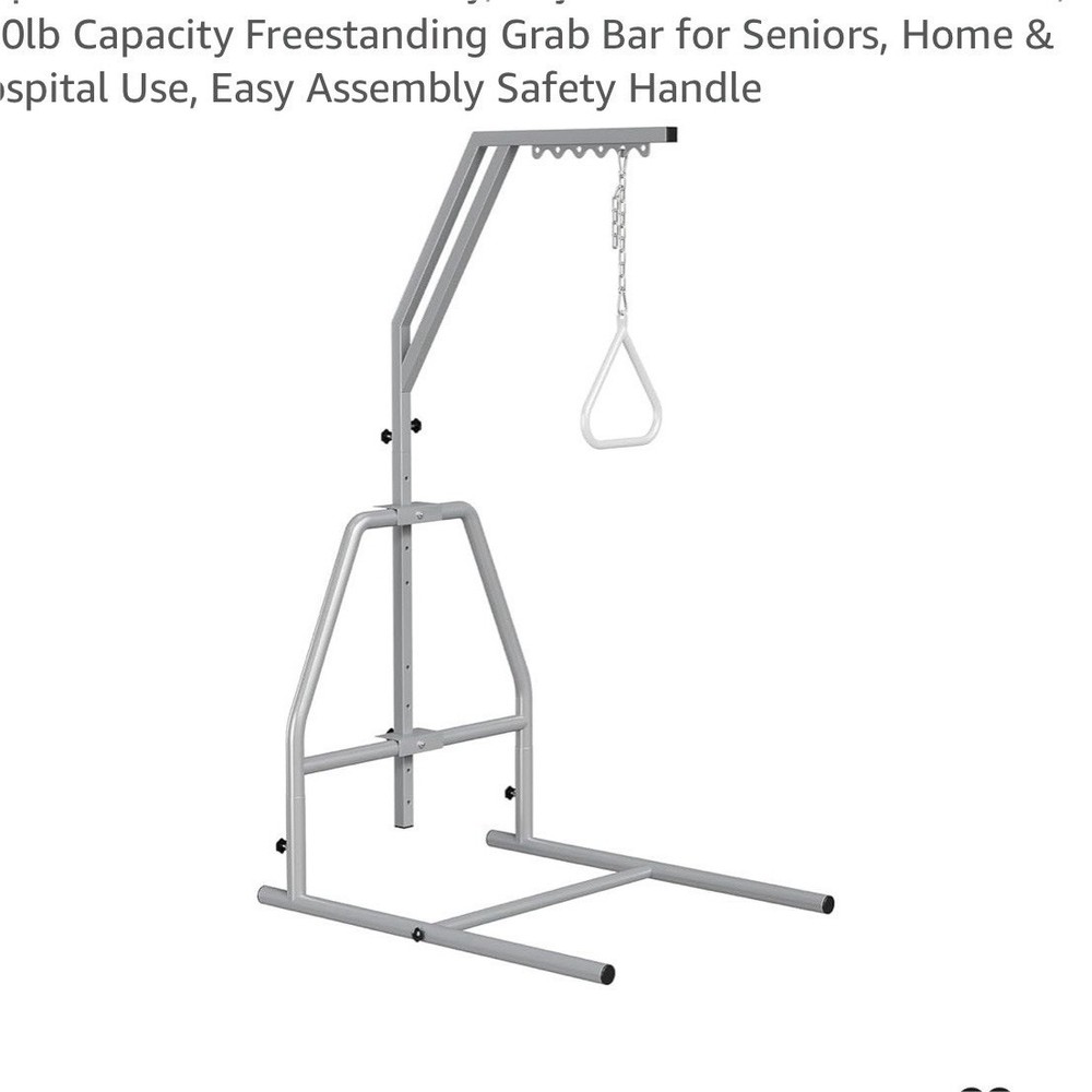 Annzoe Bed Handle Trapeze Bar Adjustable Freestanding 65-74 in 300 lb Silver