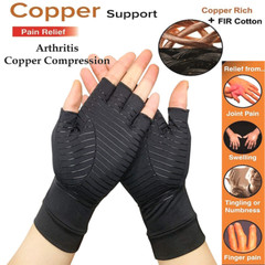 Copper Compression Gloves Carpal Tunnel Arthritis Joint Pain Relief Hand Support