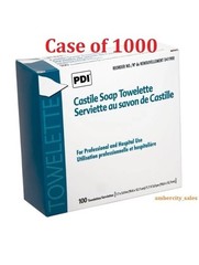 Castile Soap Towelettes by PDI (Case of 1000; 10 boxes of 100) Made in USA