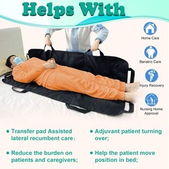 Washable Reusable Patient Transfer Bed Pad w/Reinforced Handles for Caregivers