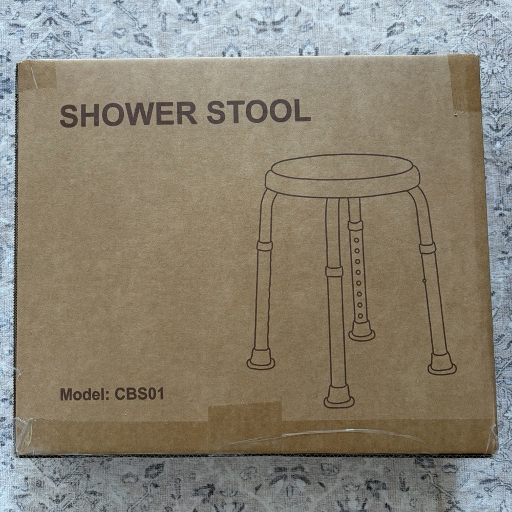 Adjustable Height Shower/Bath Stool Seat White Plastic 400 lb Oval CBS01