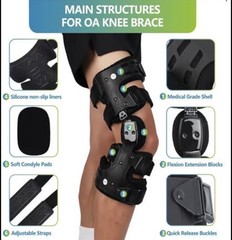 Komzer OA Unloader Knee Brace Adjustable Medical Grade Universal Left Black