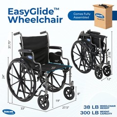 Invacare Folding Wheelchair with 20″ Seat, Legrest, Footrests- Black