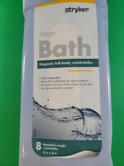 Stryker Sage 7989 Bath Hygienic Full-Body Washcloths Fragrnce Free 1 Pack of 8