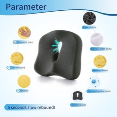 Dark Gray Coccyx Seat Cushion for Sciatica Pain Relief – Ideal for Home & Office