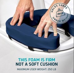 Lunderg Padded Toilet Seat Riser for Seniors – 2 inches. Universal Fit – Firm