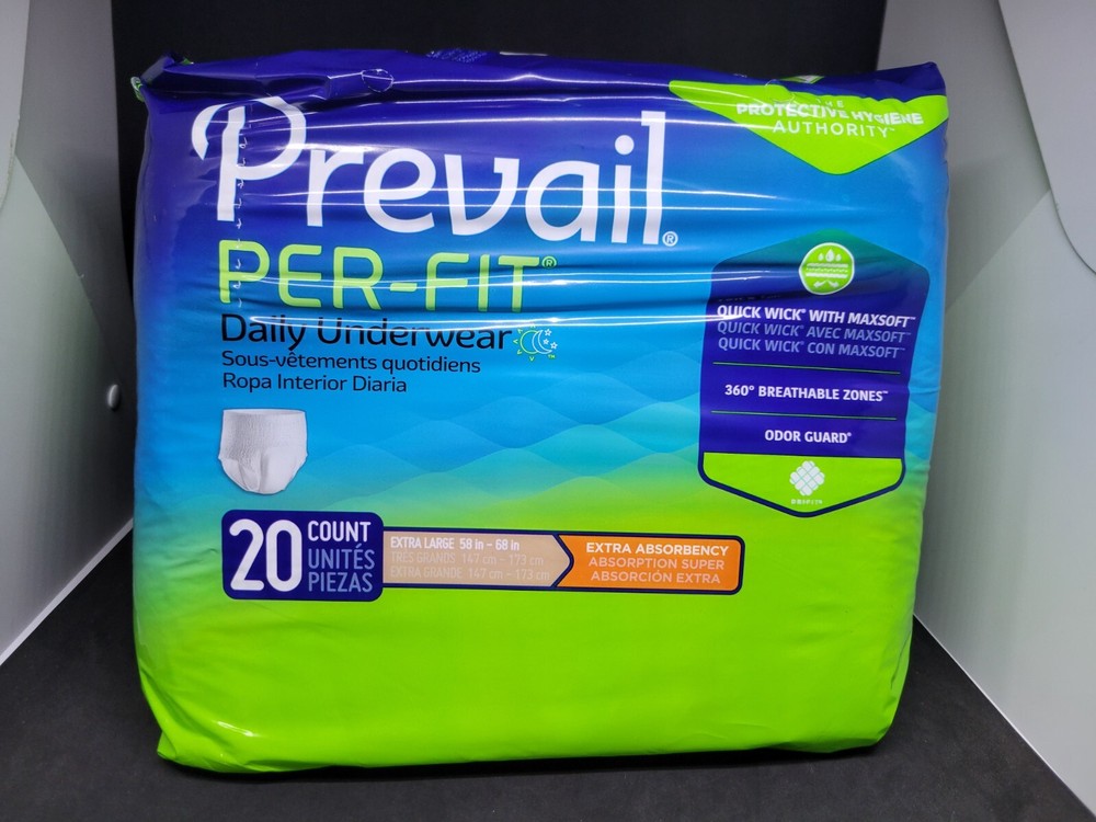 Prevail Per-Fit XLarge (58″-68″) Daily Underwear 20 Count Protective Hygiene