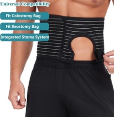 Ostomy Belt with Stoma Hole Adjustable Colostomy/Ileostomy Support for Men Women