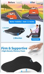 Wedge Car Seat Cushion for Visibility and Sciatica Relief – Ergonomic Design