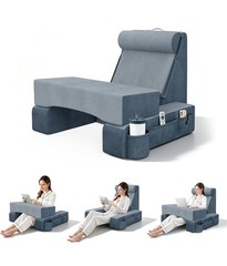3‑in‑1 Reading Pillow for Bed with Adjustable Lumbar Support And Headrest