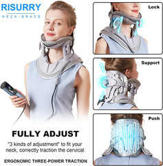 Cervical Neck Traction Device Fast Air Pump Neck Brace, Adjustable Inflatable Ne