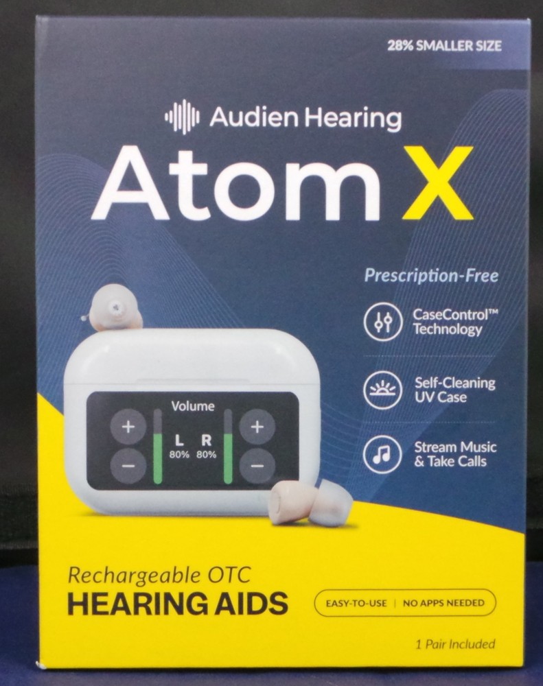 Audien Hearing ATOM X -Rechargeable OTC Hearing Aids – Newest Model- New!!!