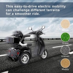 800W 3-Wheel Travel Electric Mobility Scooter 60V20Ah 3-Speed for Seniors 350LBS