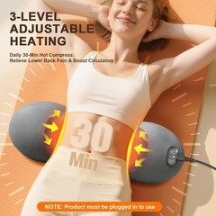 3-in-1 Electric Lumbar Support Pillow, Ergonomic Memory Foam with Heating