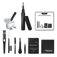 Premium Hearing Aid Cleaning Kit – Compatible with Rechargeable Large, Black