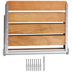 Uimoso Folding Oak Shower Seat 16.1″ x 13.4″Wall-Mounted Bench, Supports 440 lbs