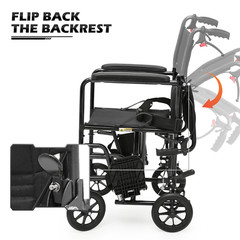 [FDA APPROVED]Foldable Lightweight Transport Wheelchair w/Handbrakes & Seat Belt