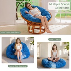 HIGOGOGO Papasan Chair Cushion with Corduroy Cover (Without 48inch, Navy