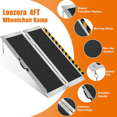 4FT Long Wheelchair Ramp for High Steps & Van Loading – Extra Stable Aluminum Ra