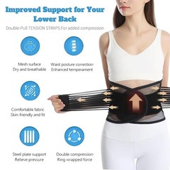 Copper Lumbar Waist Support Brace Belt Lower Back Pain Relief for Men Women US